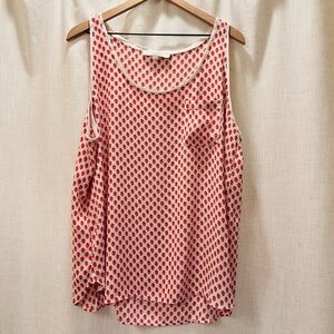LOFT Cream Tank with Red Floral Print